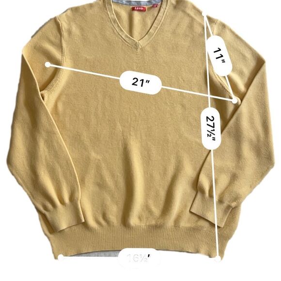 Izod Yellow V-Neck Sweater Size XL - Picture 4 of 6